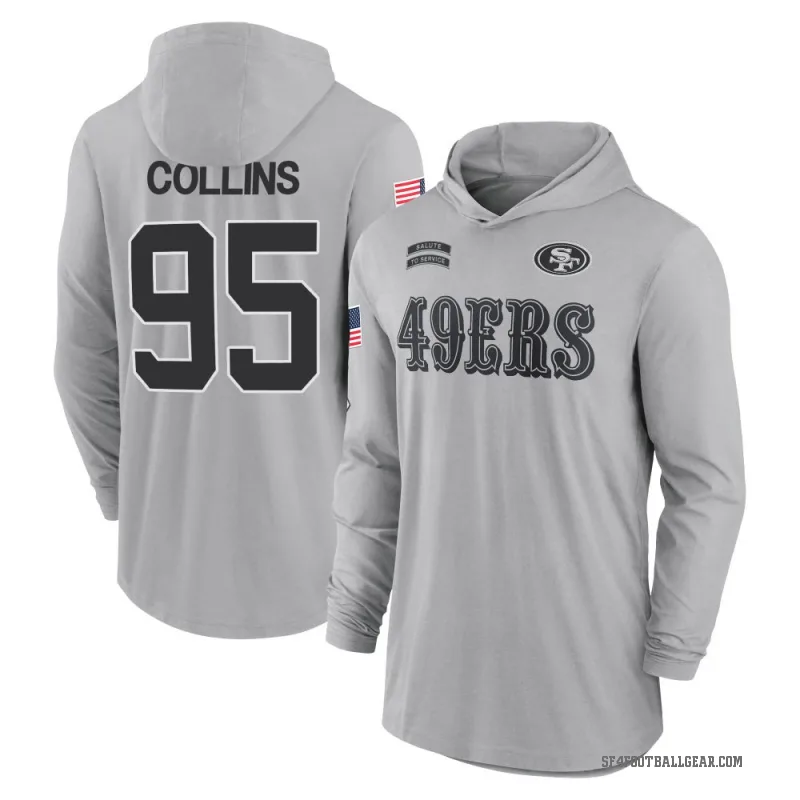 Alfred Collins Youth Gray San Francisco 49ers 2024 Salute to Service Lightweight Performance Long Sleeve Hooded T-Shirt