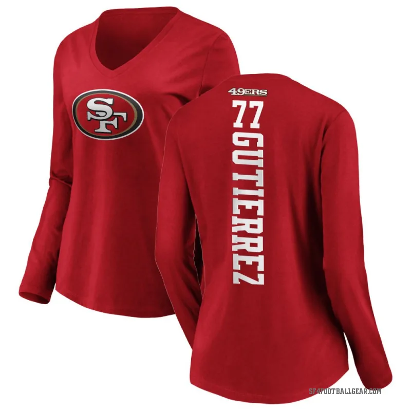 Alfredo Gutierrez Women's Red San Francisco 49ers Backer Slim Fit Long Sleeve T-Shirt -
