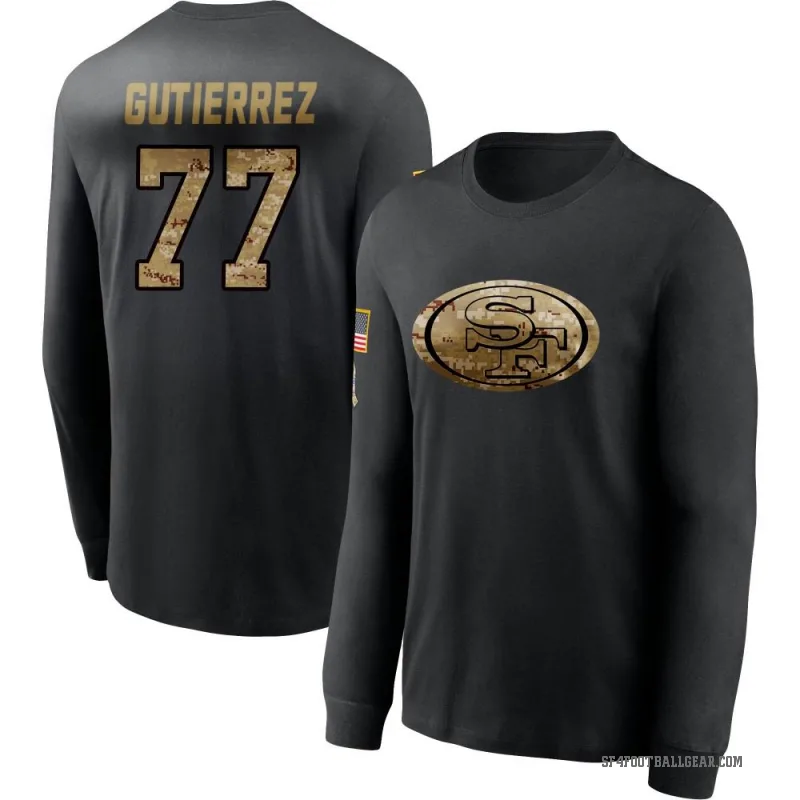 Alfredo Gutierrez Youth Black San Francisco 49ers 2020 Salute To Service Sideline Performance Long Sleeve T-Shirt
