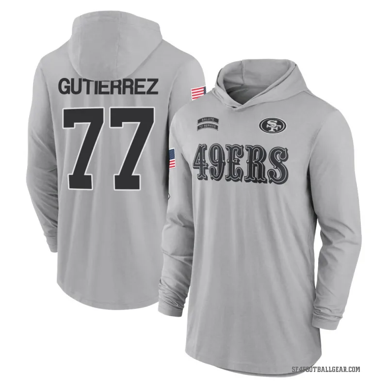 Alfredo Gutierrez Youth Gray San Francisco 49ers 2024 Salute to Service Lightweight Performance Long Sleeve Hooded T-Shirt