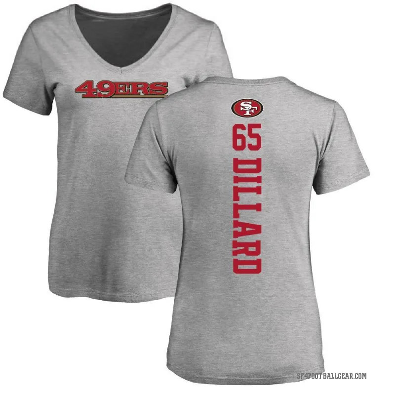 Andre Dillard Women's Ash San Francisco 49ers Backer V-Neck T-Shirt -