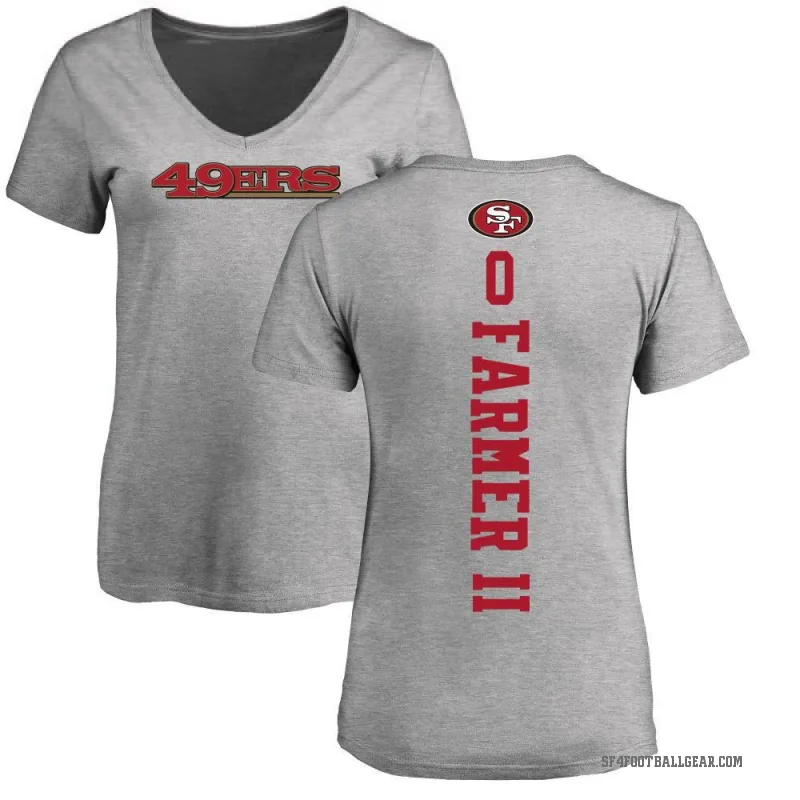 Andrew Farmer II Women's Ash San Francisco 49ers Backer V-Neck T-Shirt -