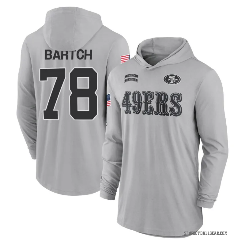 Ben Bartch Youth Gray San Francisco 49ers 2024 Salute to Service Lightweight Performance Long Sleeve Hooded T-Shirt