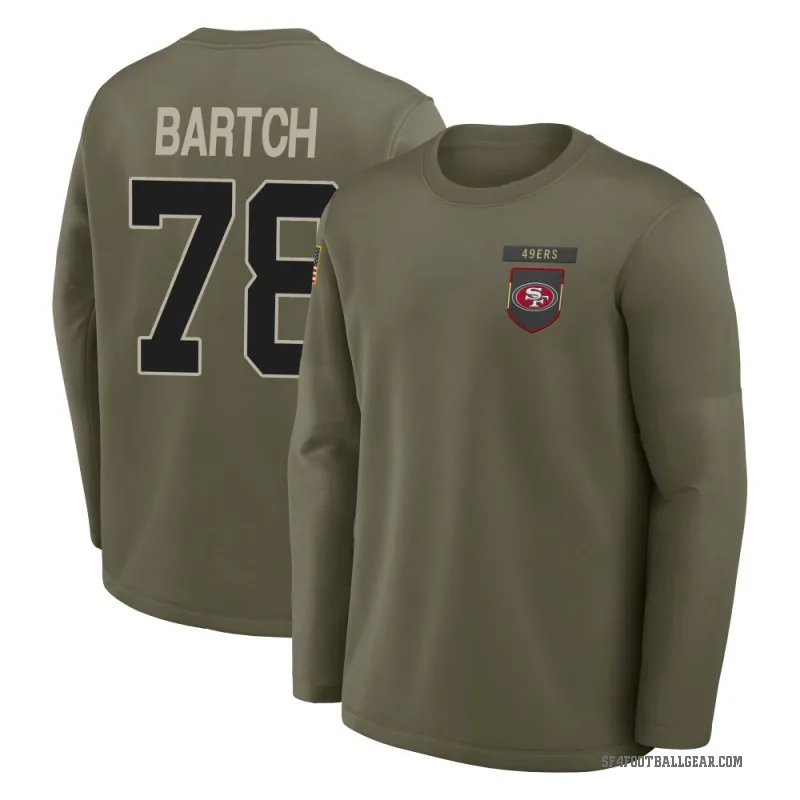 Ben Bartch Youth Olive San Francisco 49ers 2025 Salute to Service Sideline Coaches Long Sleeve T-Shirt