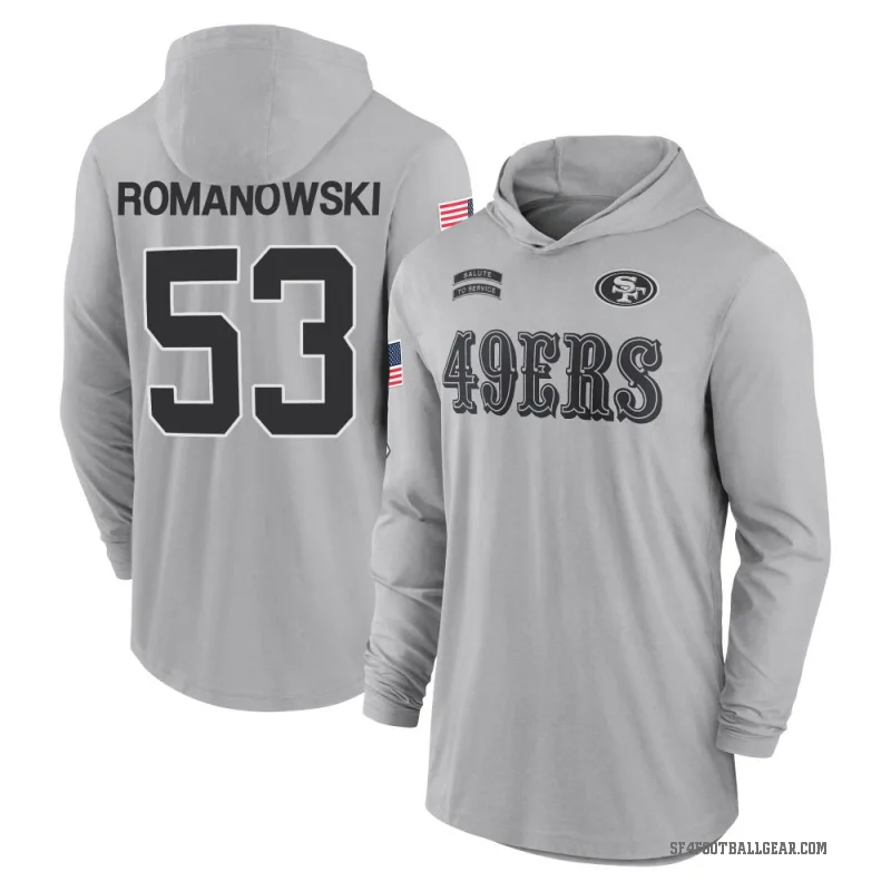 Bill Romanowski Men's Gray San Francisco 49ers 2024 Salute to Service Lightweight Performance Long Sleeve Hooded T-Shirt
