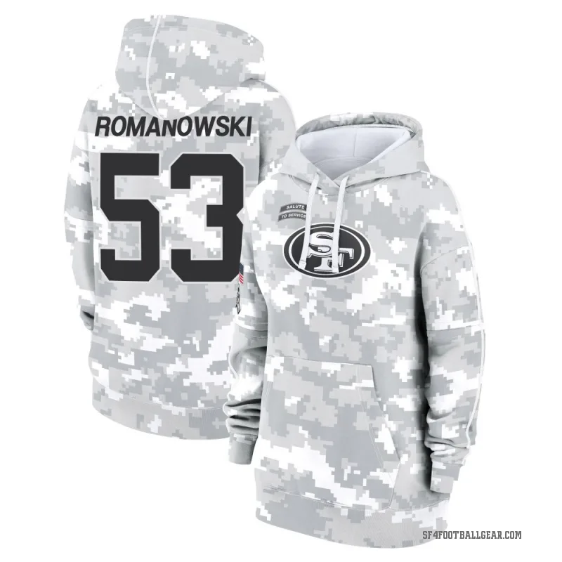 Bill Romanowski Women's Camo San Francisco 49ers Arctic 2024 Salute to Service Club Fleece Pullover Hoodie