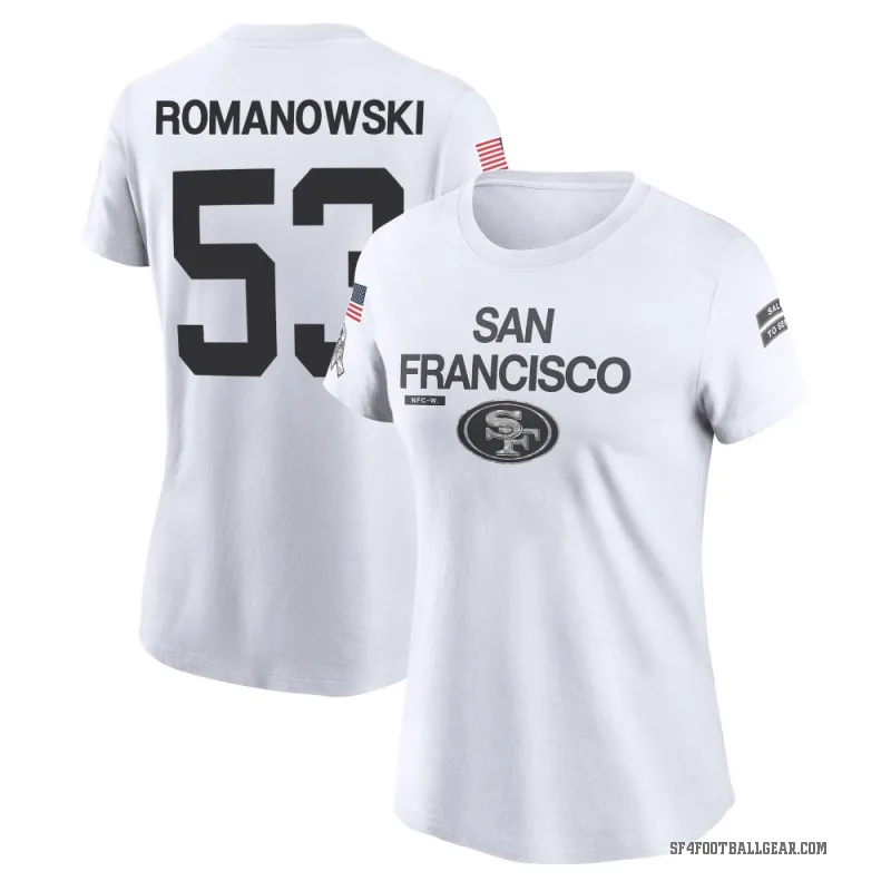 Bill Romanowski Women's White San Francisco 49ers 2024 Salute to Service Performance T-Shirt