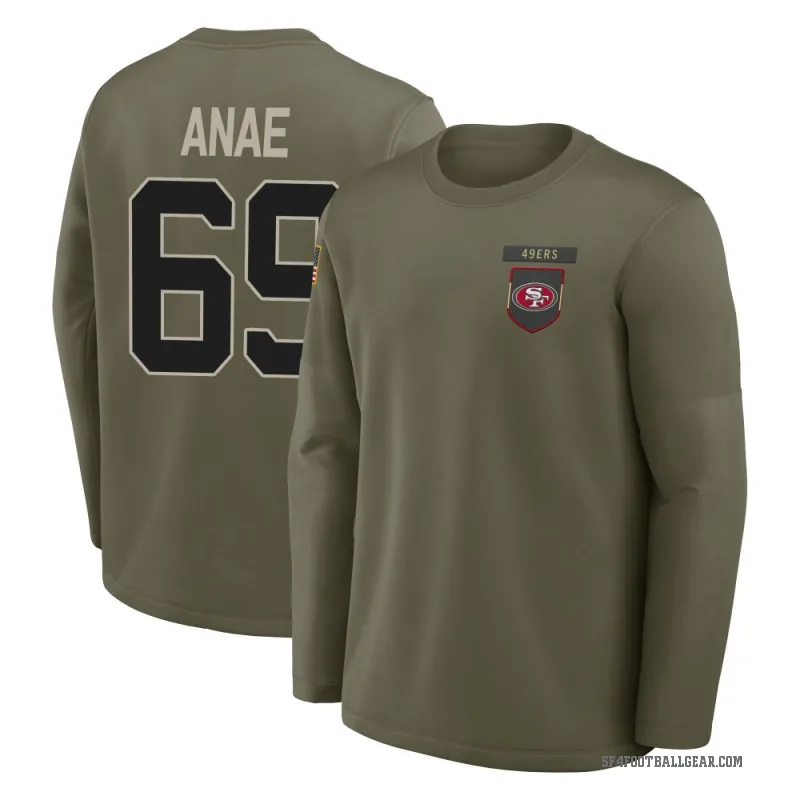 Bradlee Anae Men's Olive San Francisco 49ers 2025 Salute to Service Sideline Coaches Long Sleeve T-Shirt