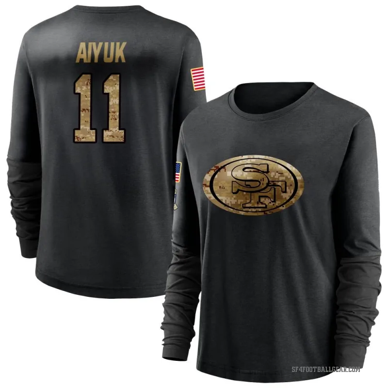 Brandon Aiyuk Women's Black San Francisco 49ers 2020 Salute To Service Sideline Performance Long Sleeve T-Shirt