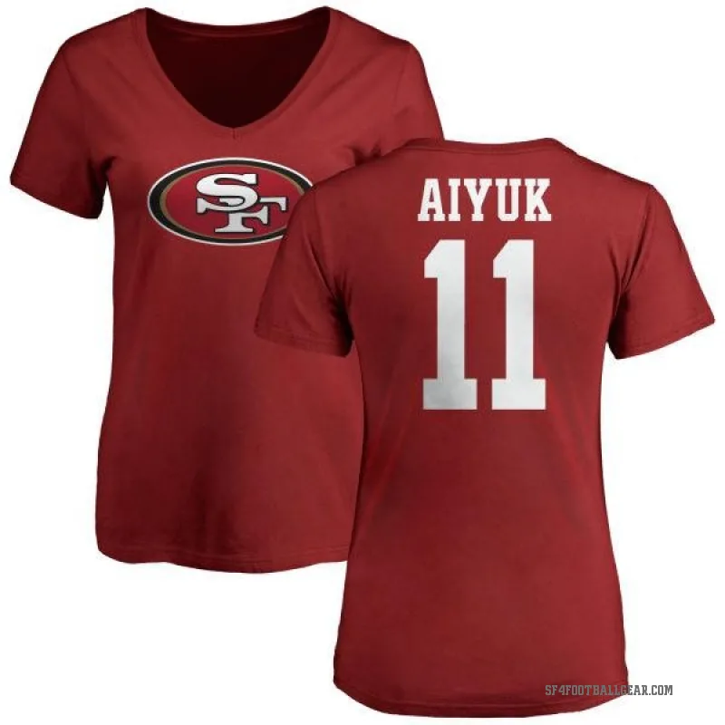 Brandon Aiyuk Women's Red San Francisco 49ers Logo Slim Fit T-Shirt -