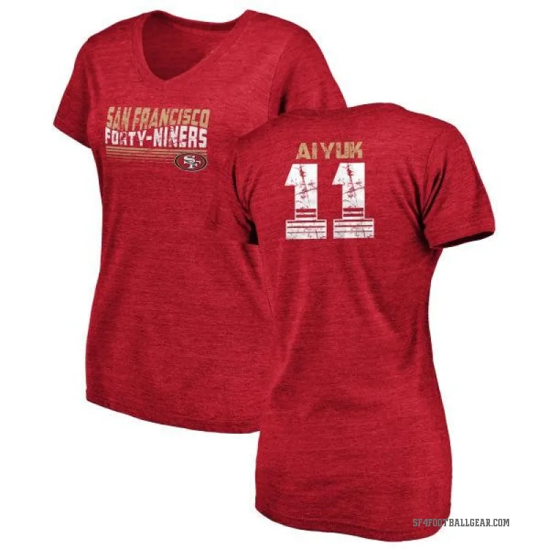 Brandon Aiyuk Women's Red San Francisco 49ers Retro V-Neck T-Shirt -