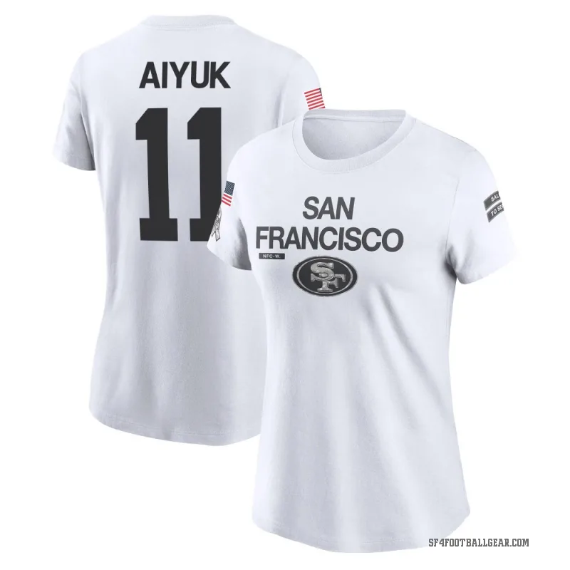 Brandon Aiyuk Women's White San Francisco 49ers 2024 Salute to Service Performance T-Shirt