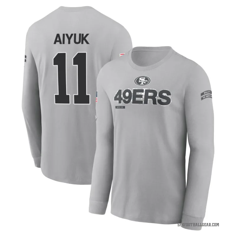 Brandon Aiyuk Youth Gray San Francisco 49ers 2024 Salute to Service Long Sleeve T-Shirt