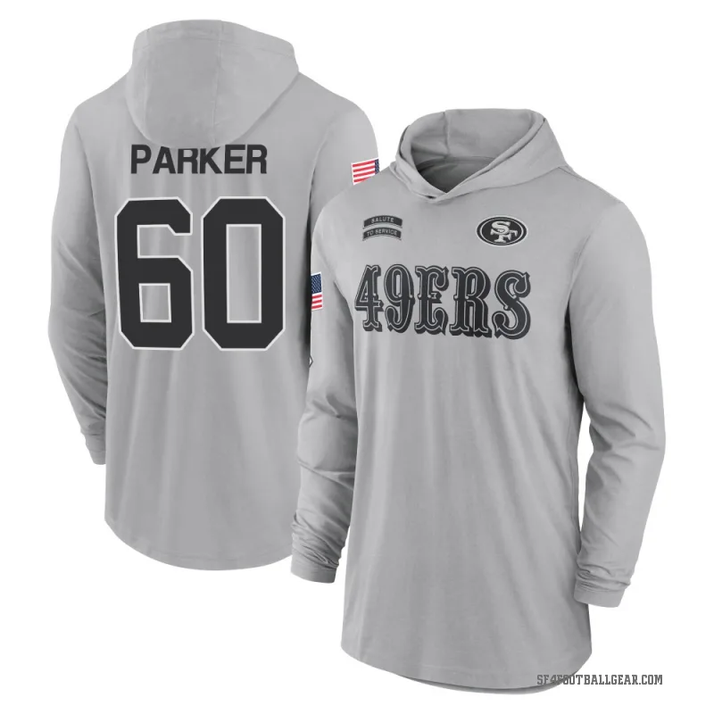 Brandon Parker Men's Gray San Francisco 49ers 2024 Salute to Service Lightweight Performance Long Sleeve Hooded T-Shirt