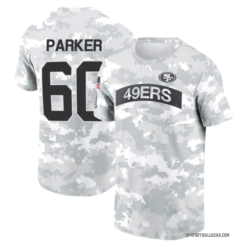 Brandon Parker Youth Camo San Francisco 49ers Arctic 2024 Salute to Service Performance T-Shirt