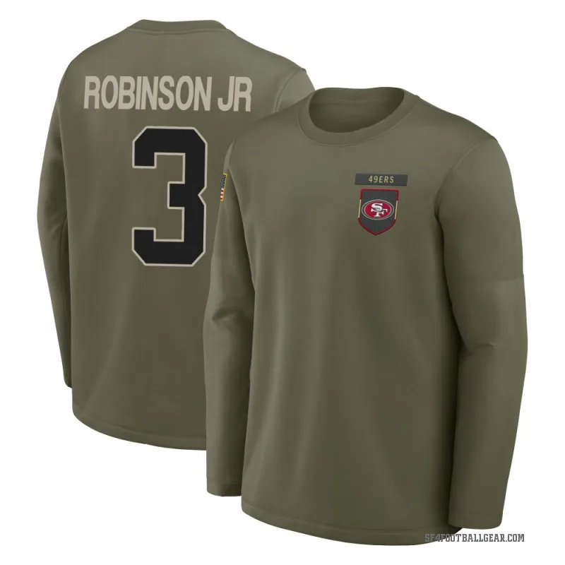 Brian Robinson Jr. Youth Olive San Francisco 49ers 2025 Salute to Service Sideline Coaches Long Sleeve T-Shirt