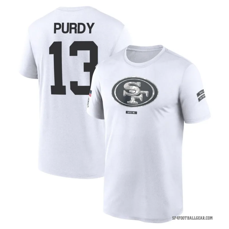 Brock Purdy Men's White San Francisco 49ers 2024 Salute to Service Performance T-Shirt