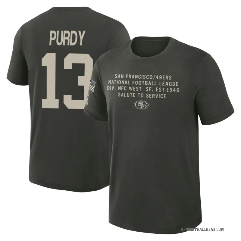 Brock Purdy Youth Green San Francisco 49ers Dark/ 2025 Salute to Service Sideline Slub T-Shirt