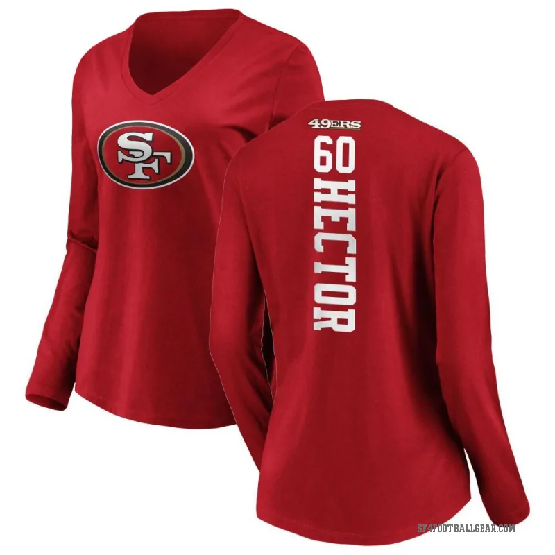 Bruce Hector Women's Red San Francisco 49ers Backer Slim Fit Long Sleeve T-Shirt -