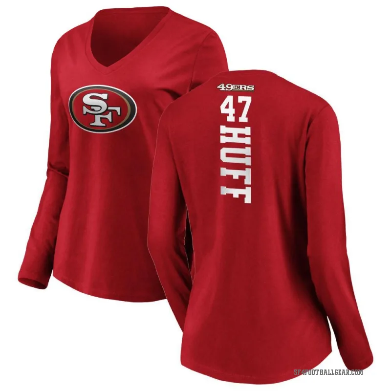 Bryce Huff Women's Red San Francisco 49ers Backer Slim Fit Long Sleeve T-Shirt -