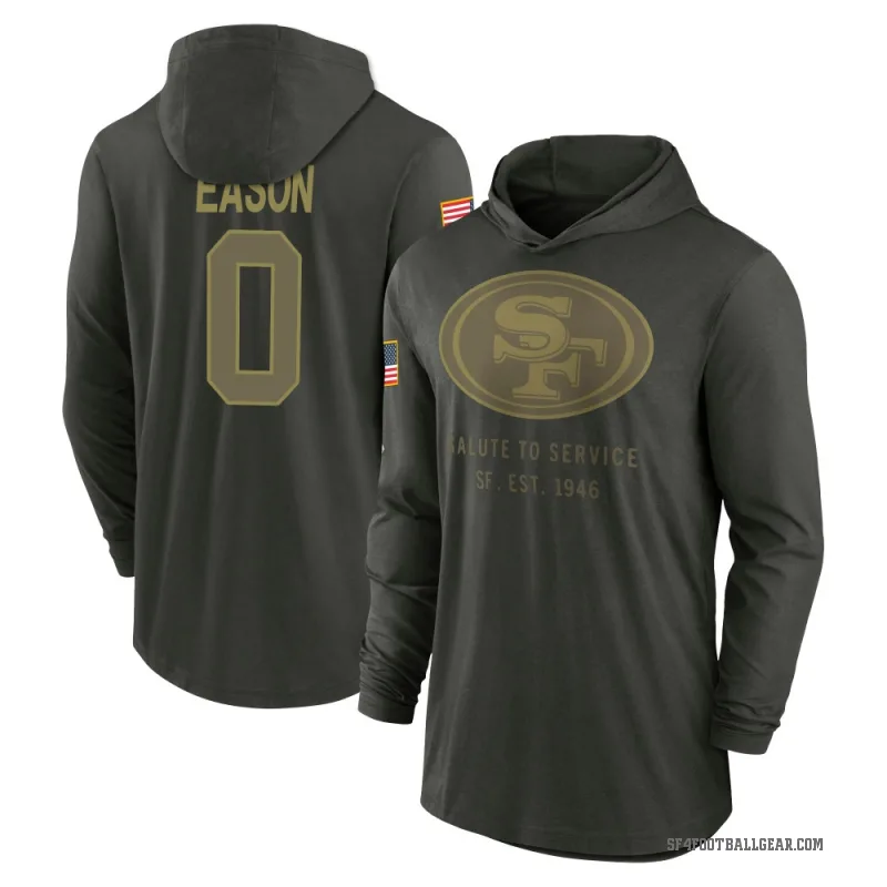 Bryson Eason Youth Green San Francisco 49ers Forest/ 2025 Salute to Service Sideline Lightweight Hooded Pullover Long Sleeve T-S