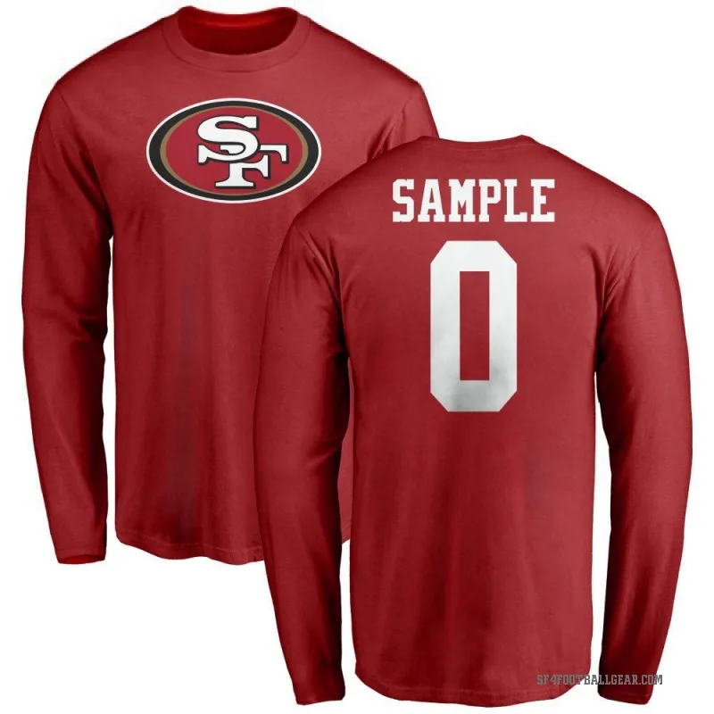 Cam Sample Men's Red San Francisco 49ers Logo Long Sleeve T-Shirt -