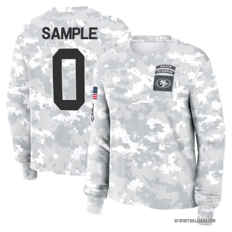 Cam Sample Women's Camo San Francisco 49ers Arctic 2024 Salute to Service Long Sleeve T-Shirt