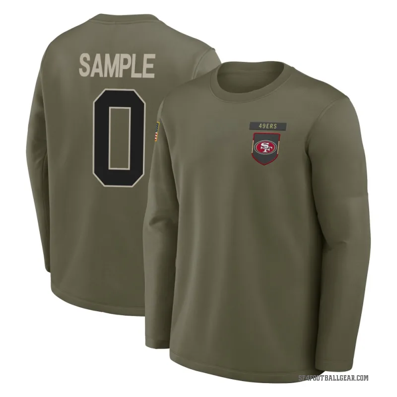 Cam Sample Youth Olive San Francisco 49ers 2025 Salute to Service Sideline Coaches Long Sleeve T-Shirt