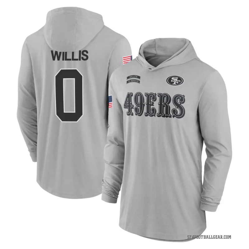 Carver Willis Men's Gray San Francisco 49ers 2024 Salute to Service Lightweight Performance Long Sleeve Hooded T-Shirt