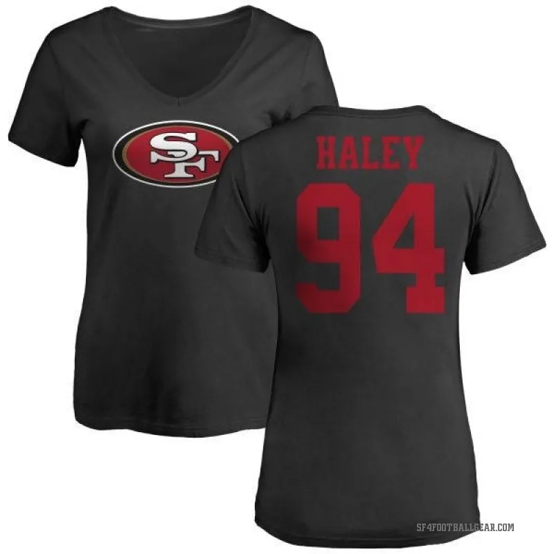 Charles Haley Women's Black San Francisco 49ers Logo Slim Fit T-Shirt -