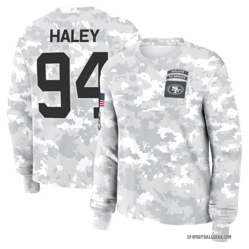 Charles Haley Women's Camo San Francisco 49ers Arctic 2024 Salute to Service Long Sleeve T-Shirt