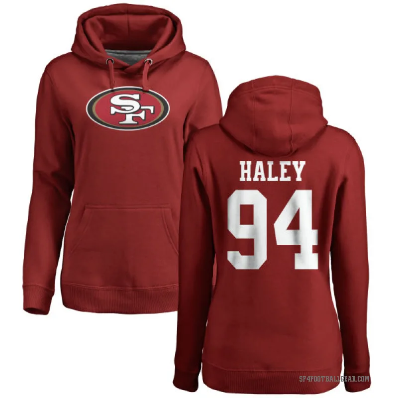 Charles Haley Women's Red San Francisco 49ers Pro Line Logo Pullover Hoodie