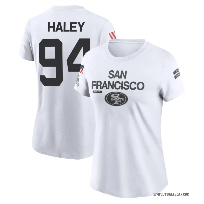 Charles Haley Women's White San Francisco 49ers 2024 Salute to Service Performance T-Shirt