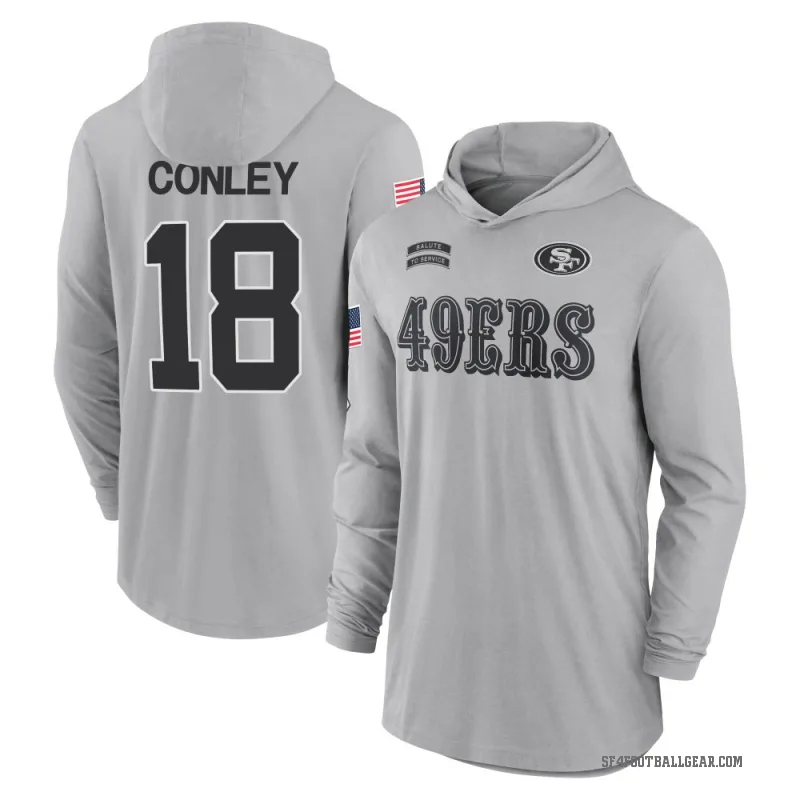 Chris Conley Men's Gray San Francisco 49ers 2024 Salute to Service Lightweight Performance Long Sleeve Hooded T-Shirt