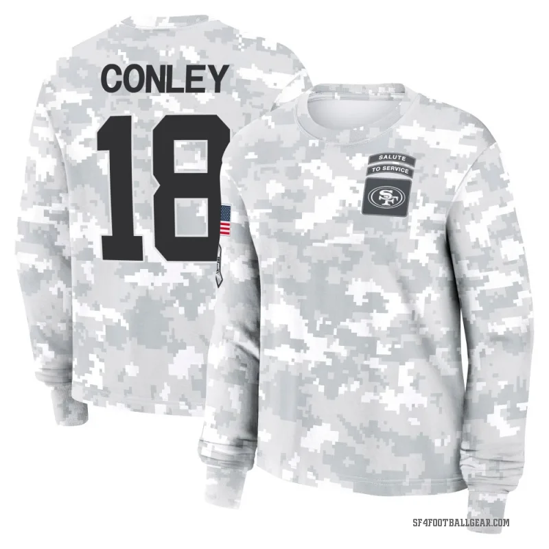 Chris Conley Women's Camo San Francisco 49ers Arctic 2024 Salute to Service Long Sleeve T-Shirt