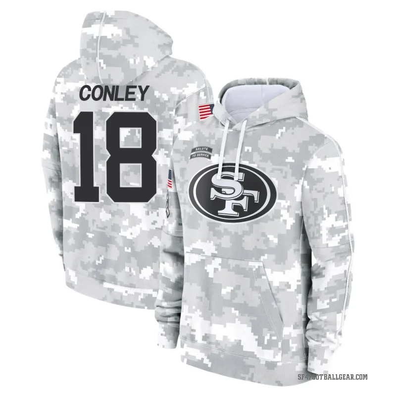Chris Conley Youth Camo San Francisco 49ers Arctic 2024 Salute to Service Club Fleece Pullover Hoodie