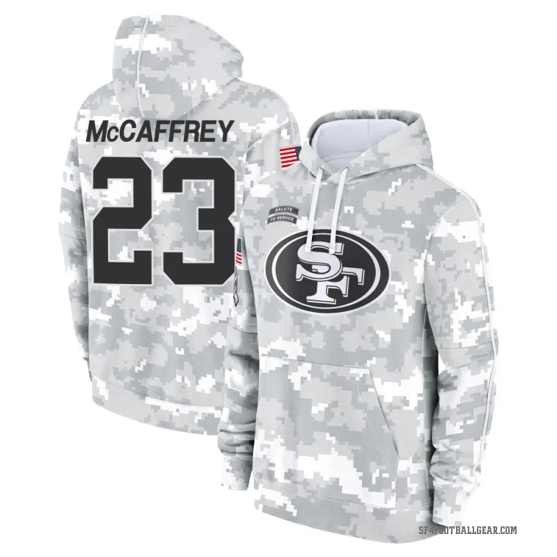 Christian McCaffrey Men's Camo San Francisco 49ers Arctic 2024 Salute to Service Club Fleece Pullover Hoodie