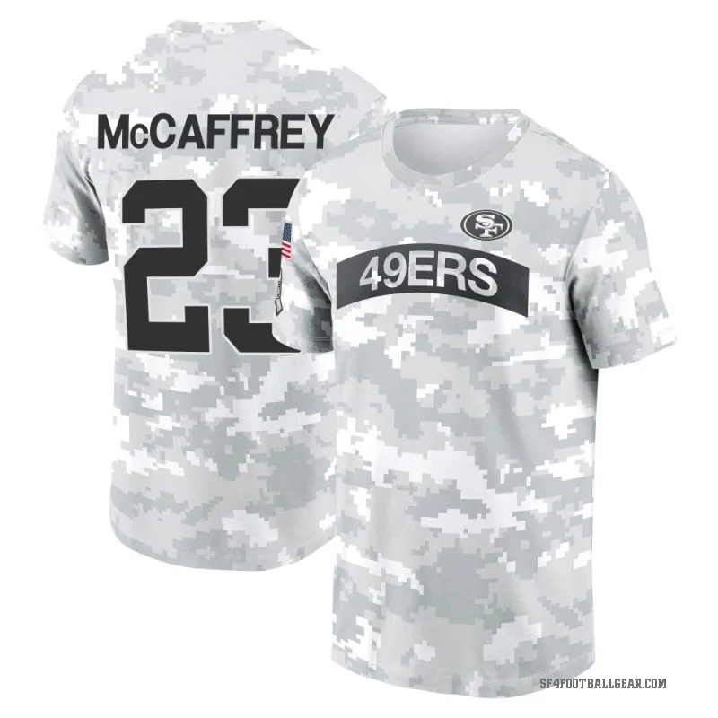 Christian McCaffrey Men's Camo San Francisco 49ers Arctic 2024 Salute to Service Performance T-Shirt