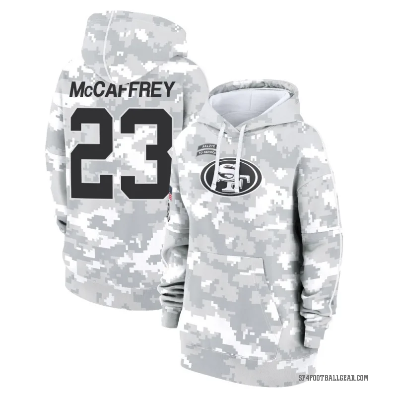Christian McCaffrey Women's Camo San Francisco 49ers Arctic 2024 Salute to Service Club Fleece Pullover Hoodie