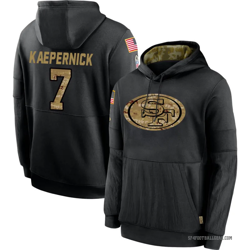 Colin Kaepernick Men's Black San Francisco 49ers 2020 Salute to Service Sideline Performance Pullover Hoodie