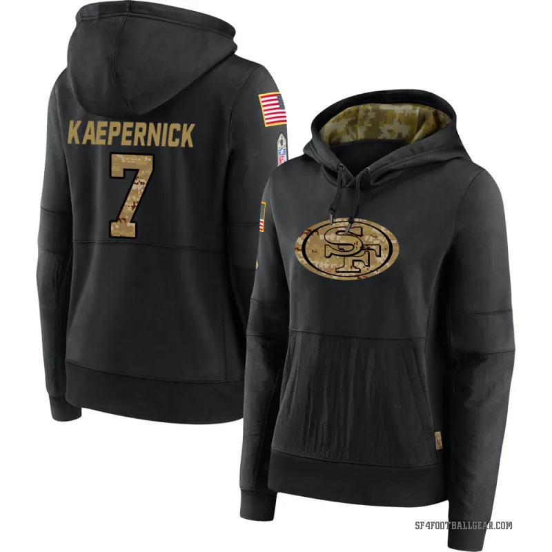 Colin Kaepernick Women's Black San Francisco 49ers 2020 Salute to Service Sideline Performance Pullover Hoodie