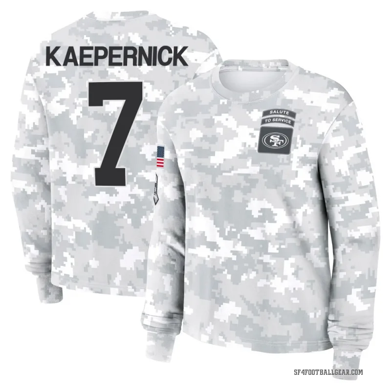 Colin Kaepernick Women's Camo San Francisco 49ers Arctic 2024 Salute to Service Long Sleeve T-Shirt