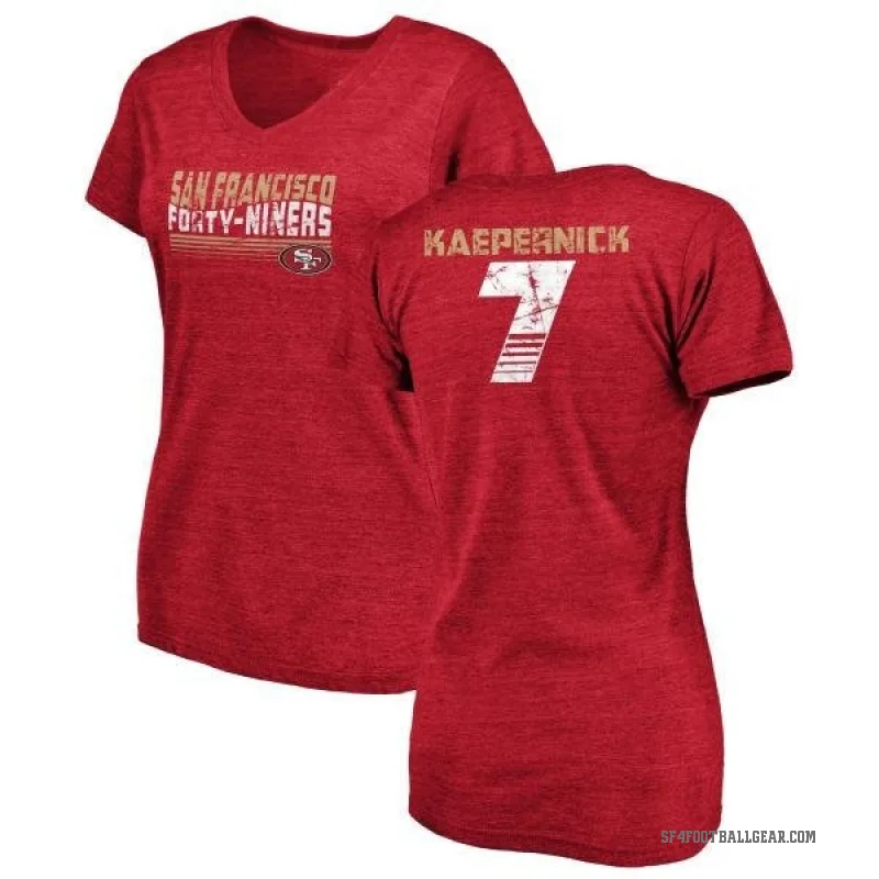 Colin Kaepernick Women's Red San Francisco 49ers Retro V-Neck T-Shirt -