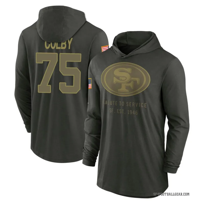 Connor Colby Youth Green San Francisco 49ers Forest/ 2025 Salute to Service Sideline Lightweight Hooded Pullover Long Sleeve T-S