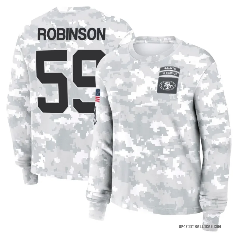 Curtis Robinson Women's Camo San Francisco 49ers Arctic 2024 Salute to Service Long Sleeve T-Shirt