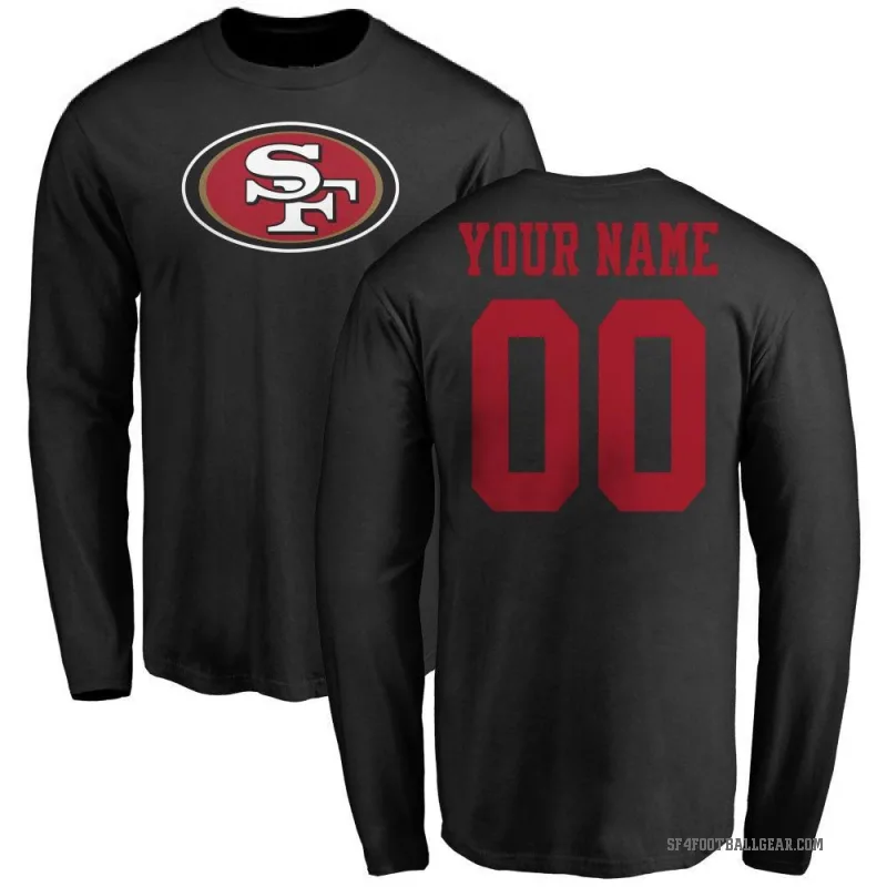 Custom Men's Black San Francisco 49ers Logo Long Sleeve T-Shirt -