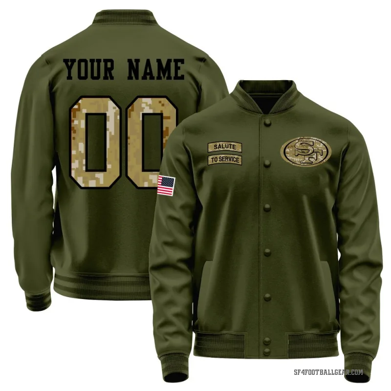 Custom Men's Olive San Francisco 49ers Salute to Service Sideline Performance Jacket