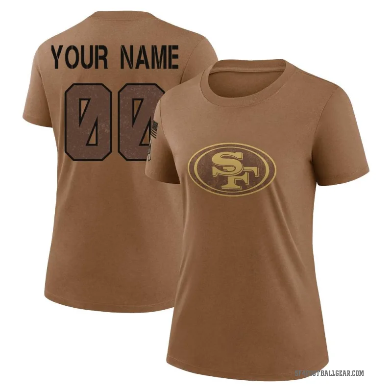 Custom Women's Brown San Francisco 49ers 2023 Salute To Service Performance T-Shirt