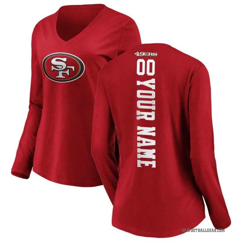 Custom Women's Red San Francisco 49ers Backer Slim Fit Long Sleeve T-Shirt -