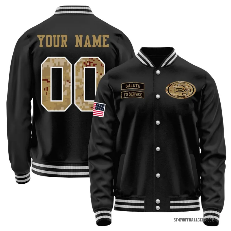 Custom Youth Black San Francisco 49ers Salute to Service Sideline Performance Jacket